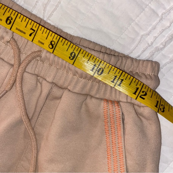 Hand Stitched by Halee Ann Tan Sweatpant Joggers Orange Embroidered Side Detail - Picture 6 of 8